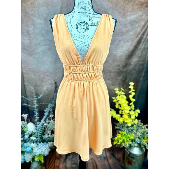 Semi Backless Sleeveless Gathered Waist Vero Moda Bonni Catch Mini Dress OrangeM - Picture 2 of 16